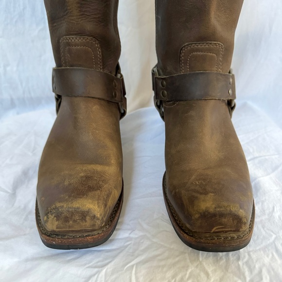 Frye Tall Leather Harness 12R Women’s Biker Boots in Smoke - Picture 11 of 14